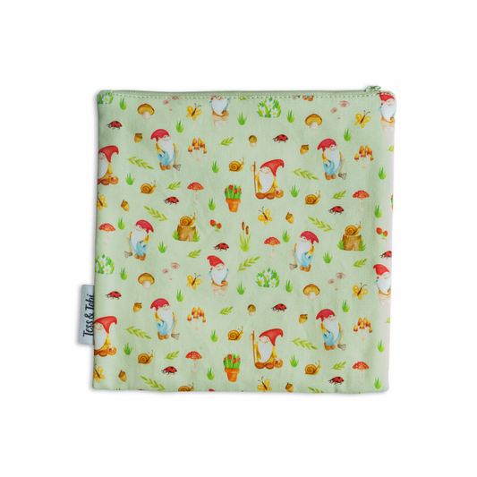 Washable sandwich bag 2.0 | light green with gnomes | 20x20cm 