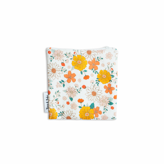 Washable snack bag | retro flowers | 14x14cm