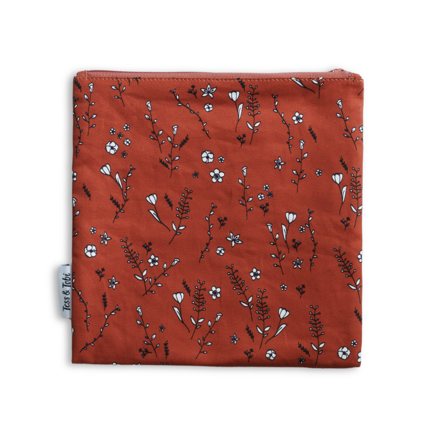 Washable sandwich bag 2.0 | brown with flowers | 22x22cm